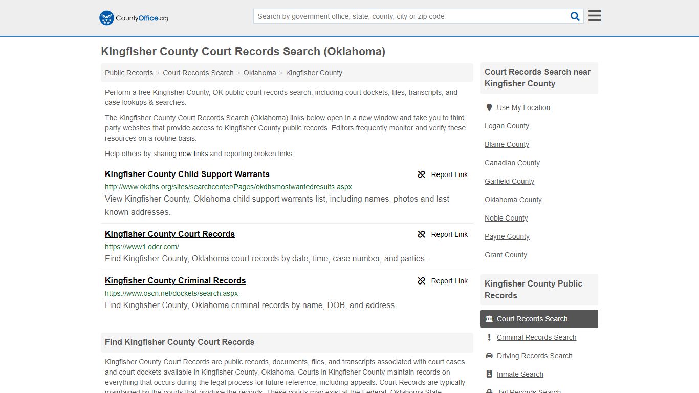 Court Records Search - Kingfisher County, OK (Adoptions ...