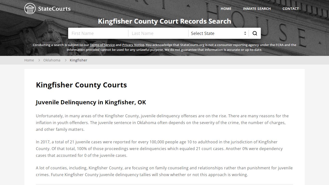 Kingfisher County, OK Courts - Records & Cases - StateCourts