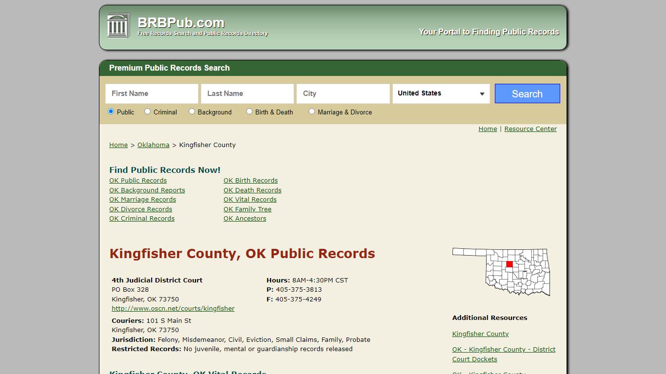 Kingfisher County Public Records | Search Oklahoma ...